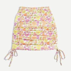 ROMWE Floral Ruched Skirt